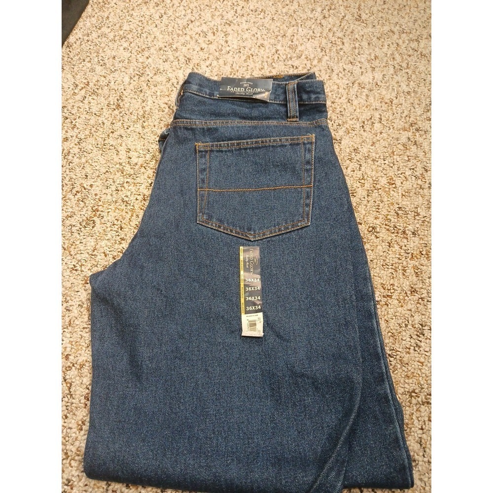FADED GLORY Relaxed Fit Jeans Men's 36 x 34" 5 Pocket Med Wash New w Tags - Picture 4 of 11